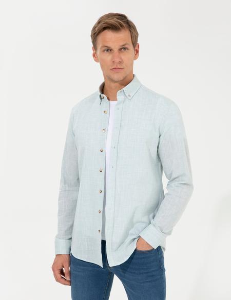 Yeşil Slim Fit Uzun Kollu Gömlek - 50247542146