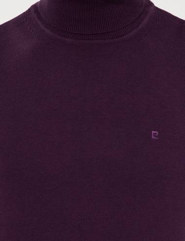 Mor Slim Fit Balıkçı Yaka Basic Triko Kazak