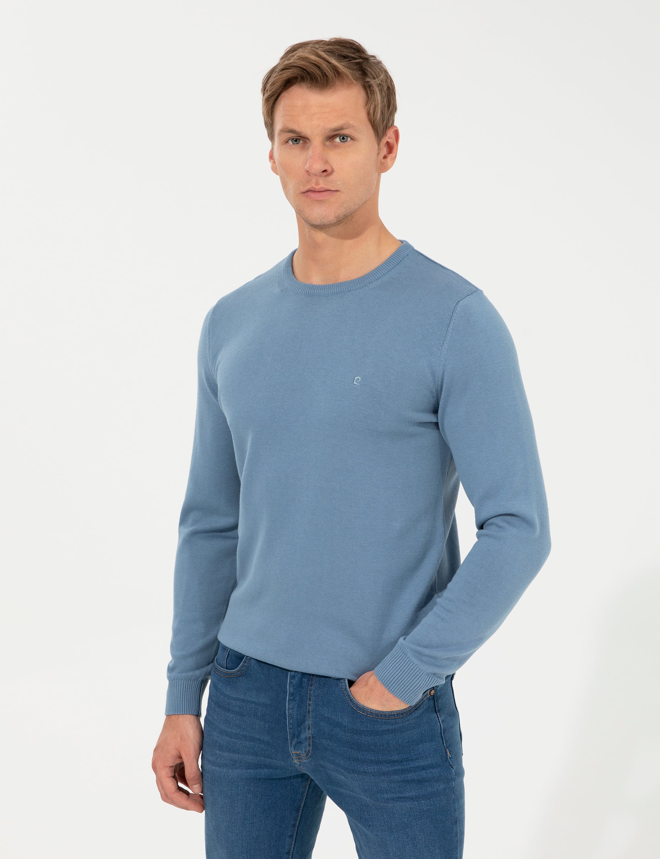 Mavi Slim Fit Bisiklet Yaka Basic Triko Kazak
