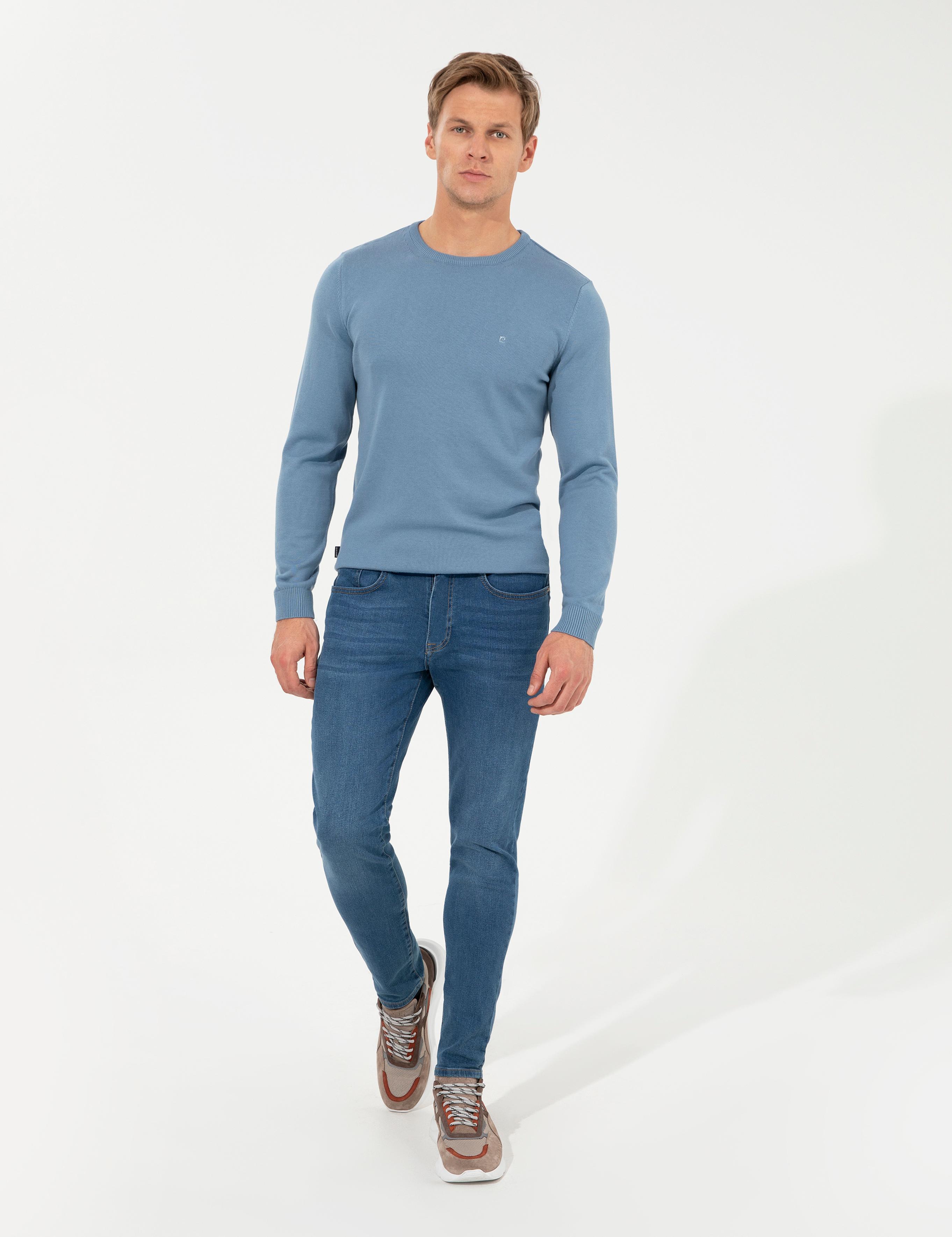 Mavi Slim Fit Bisiklet Yaka Basic Triko Kazak
