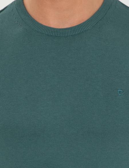 Yeşil Slim Fit Bisiklet Yaka Basic Triko Kazak - 50257290063