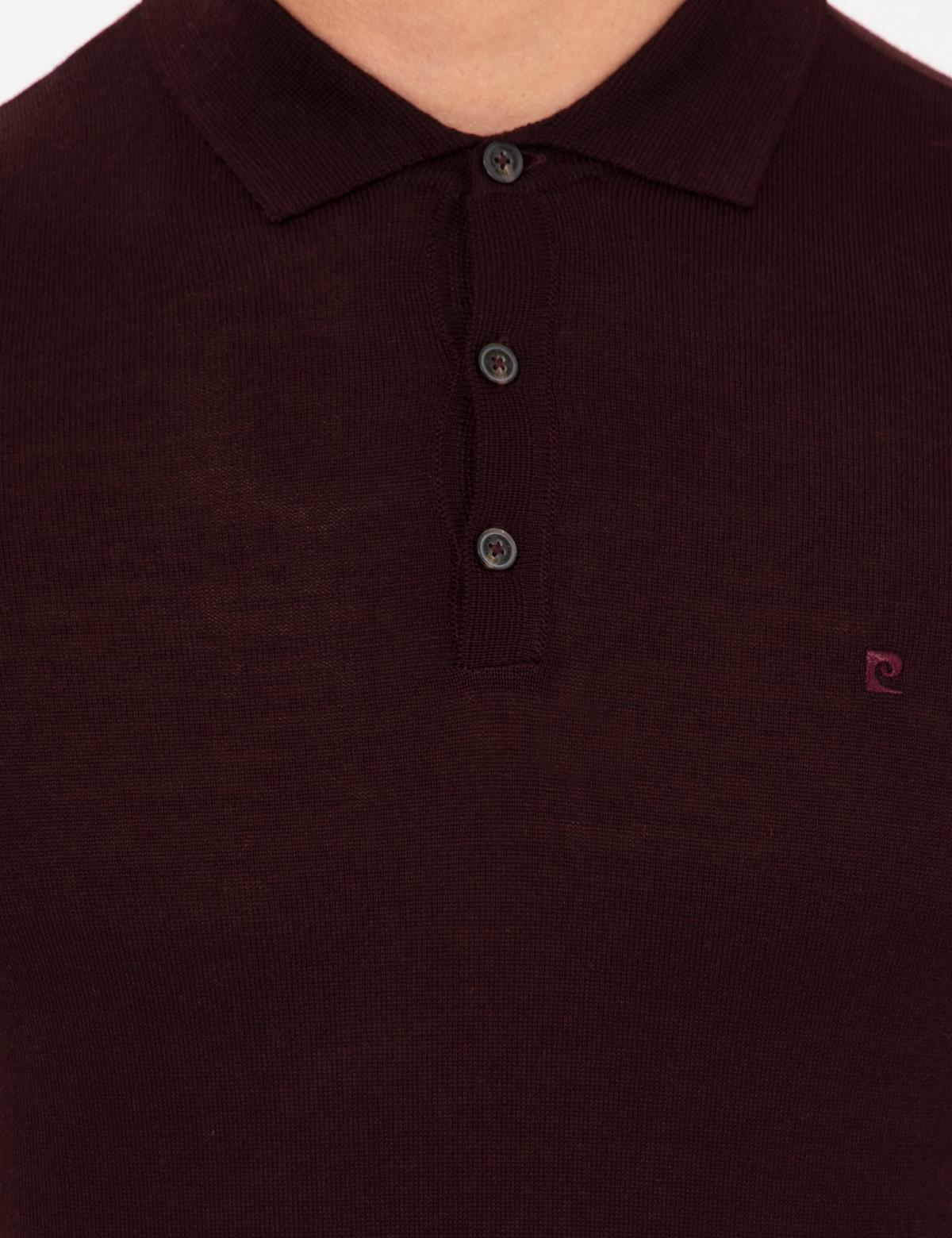 Bordo Regular Polo Yaka Basic Triko Kazak - 50237775036