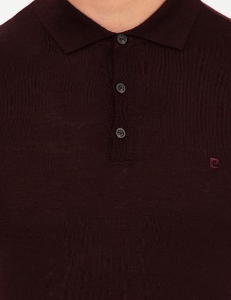 Bordo Regular Polo Yaka Basic Triko Kazak - 50237775036