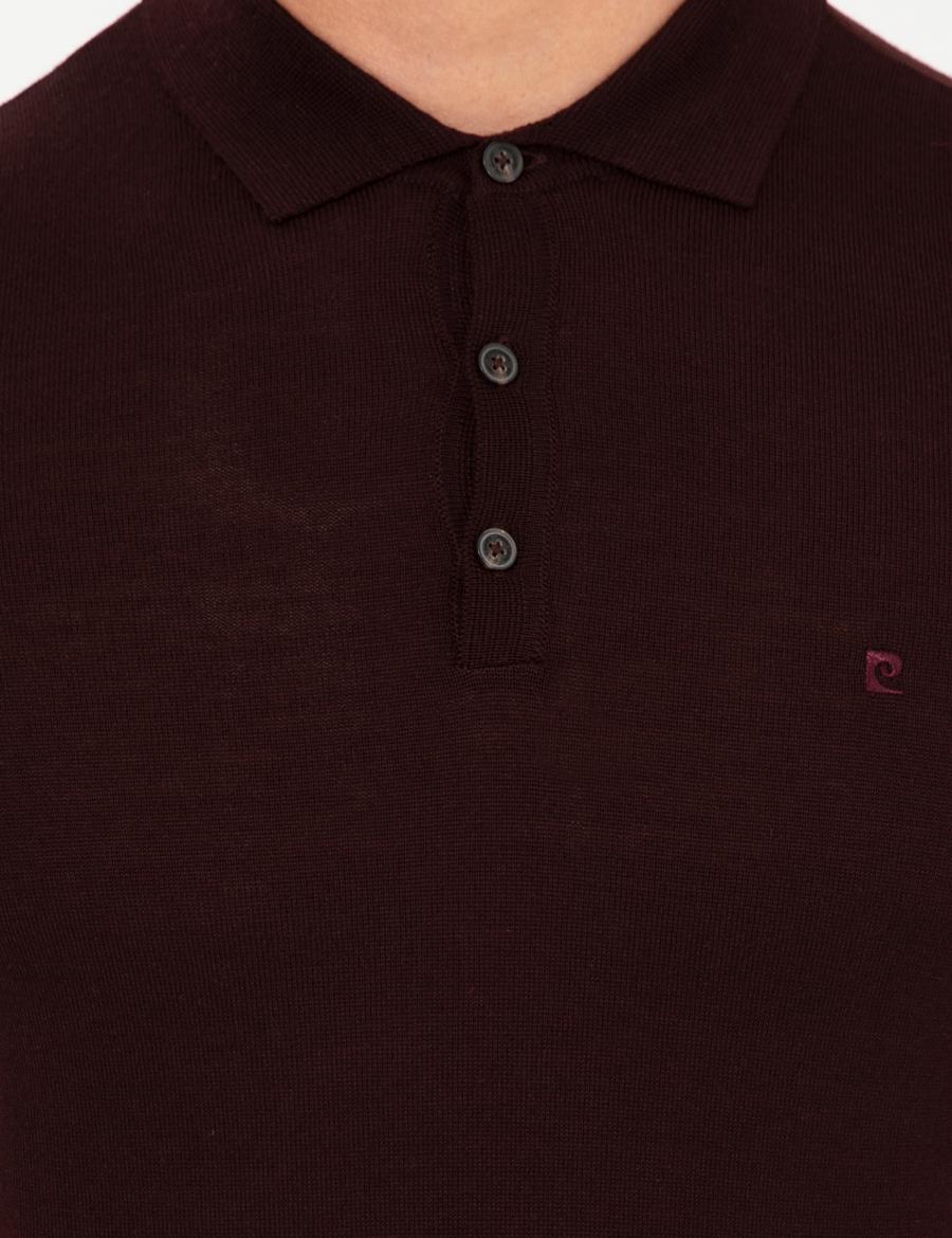 Bordo Regular Polo Yaka Basic Triko Kazak