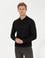Siyah Regular Fit Polo Yaka Yün Karışımlı Basic Triko Kazak
