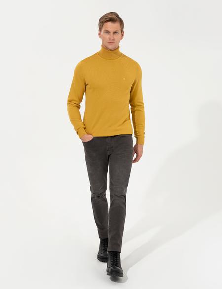 Hardal Slim Fit Balıkçı Yaka Basic Triko Kazak - 50257158036