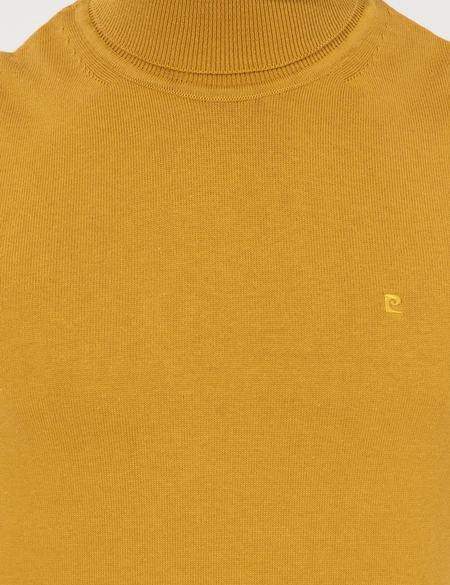 Hardal Slim Fit Balıkçı Yaka Basic Triko Kazak