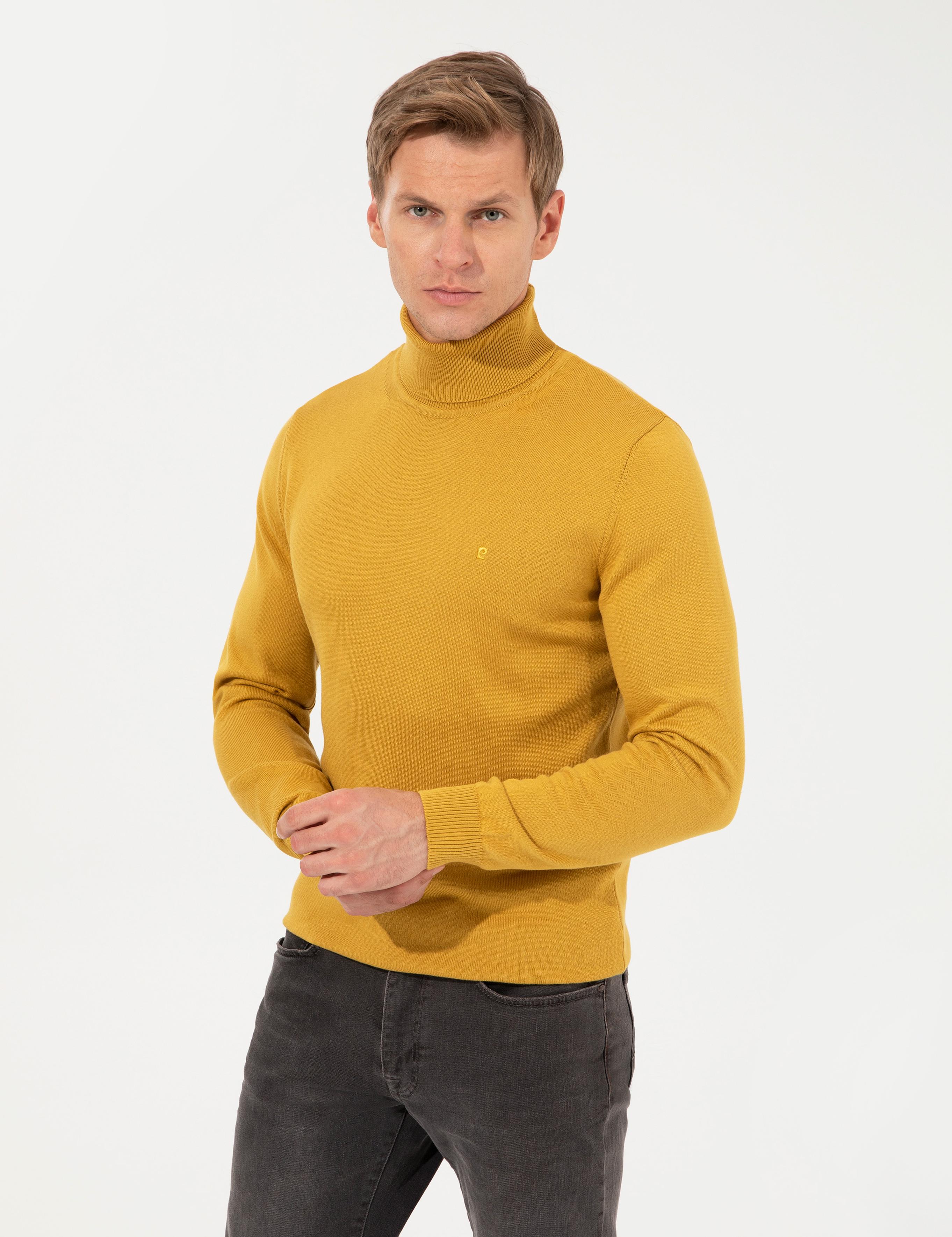 Hardal Slim Fit Balıkçı Yaka Basic Triko Kazak