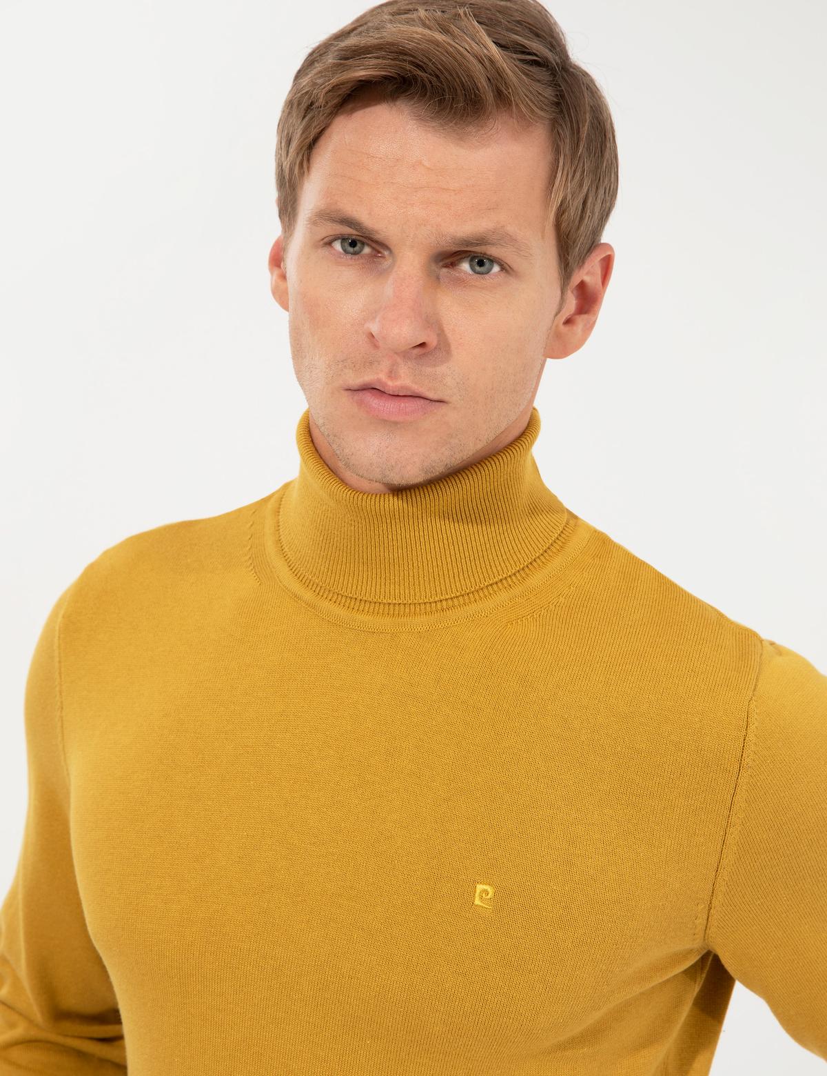 Hardal Slim Fit Balıkçı Yaka Basic Triko Kazak - 50257158036