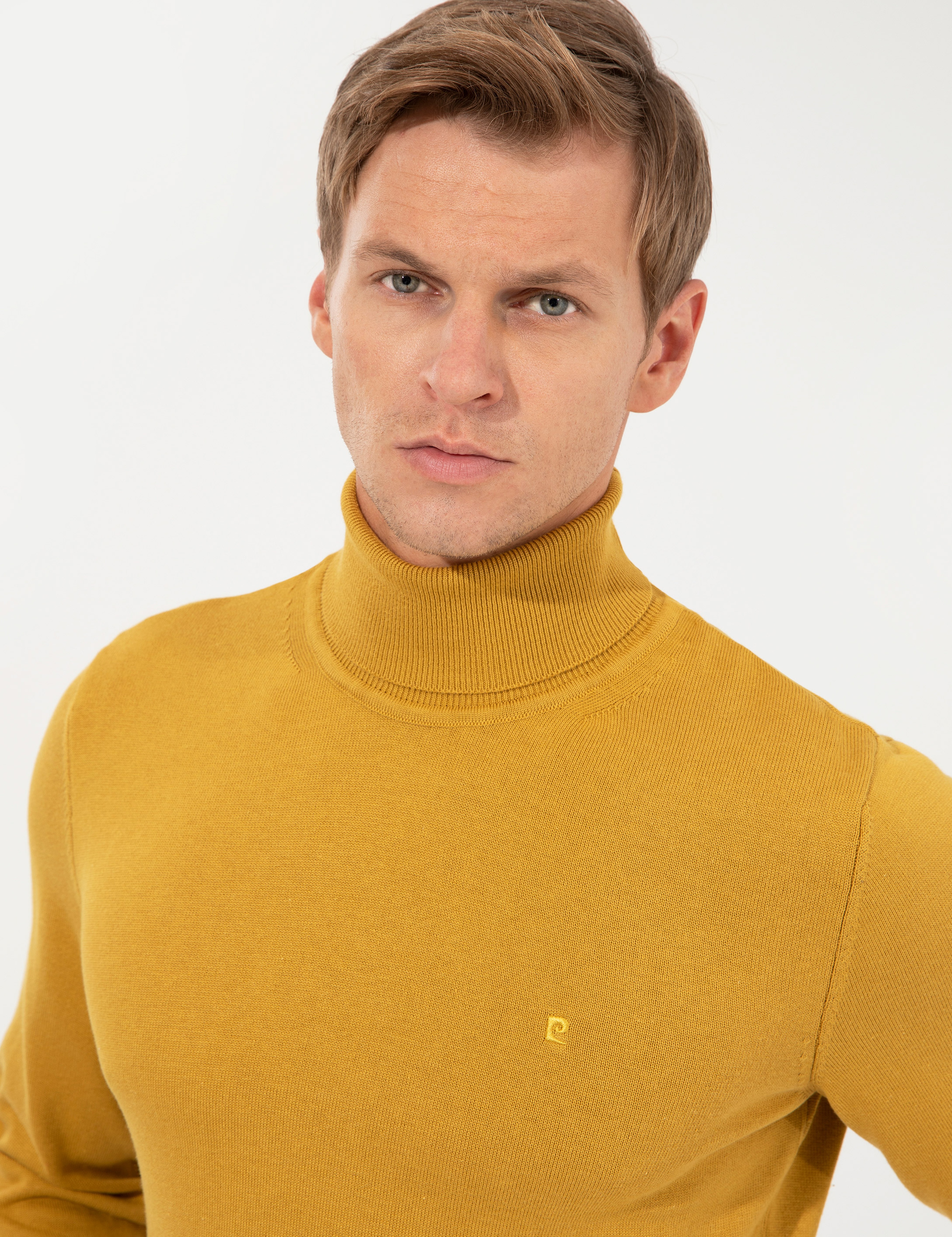 Hardal Slim Fit Balıkçı Yaka Basic Triko Kazak - Image 2