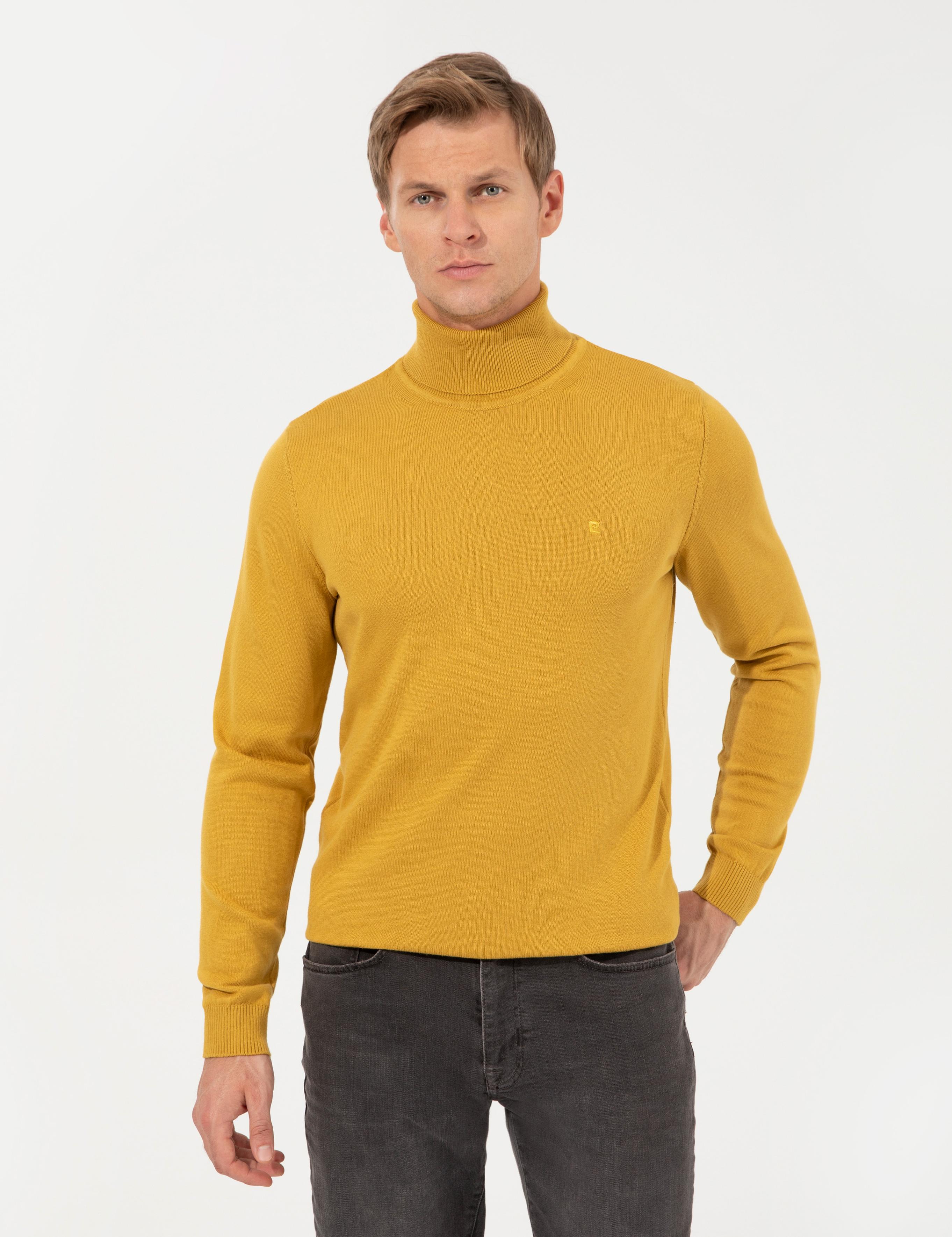 Hardal Slim Fit Balıkçı Yaka Basic Triko Kazak