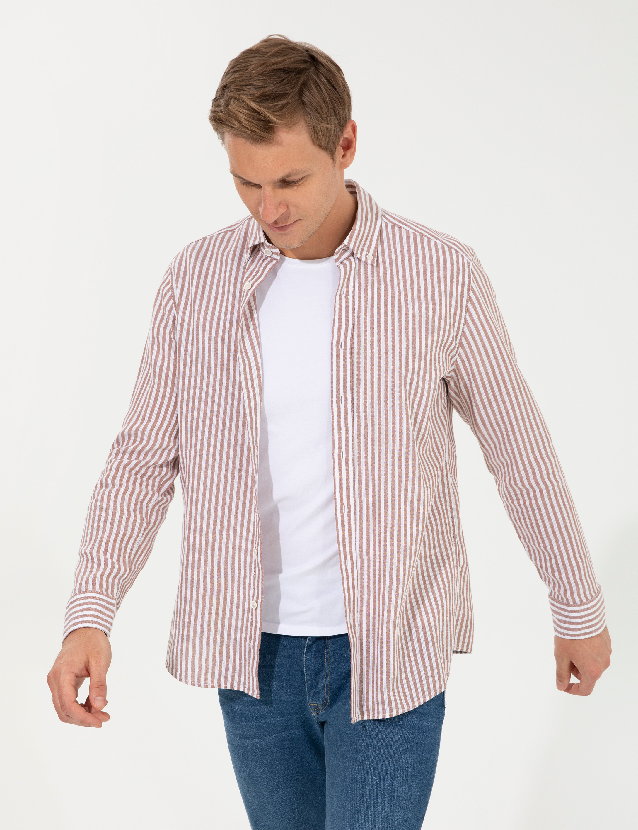 Pierre Cardin Kahverengi Regular Fit Uzun Kollu Gömlek görsel 2