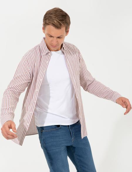 Kahverengi Regular Fit Uzun Kollu Gömlek - 50248925011