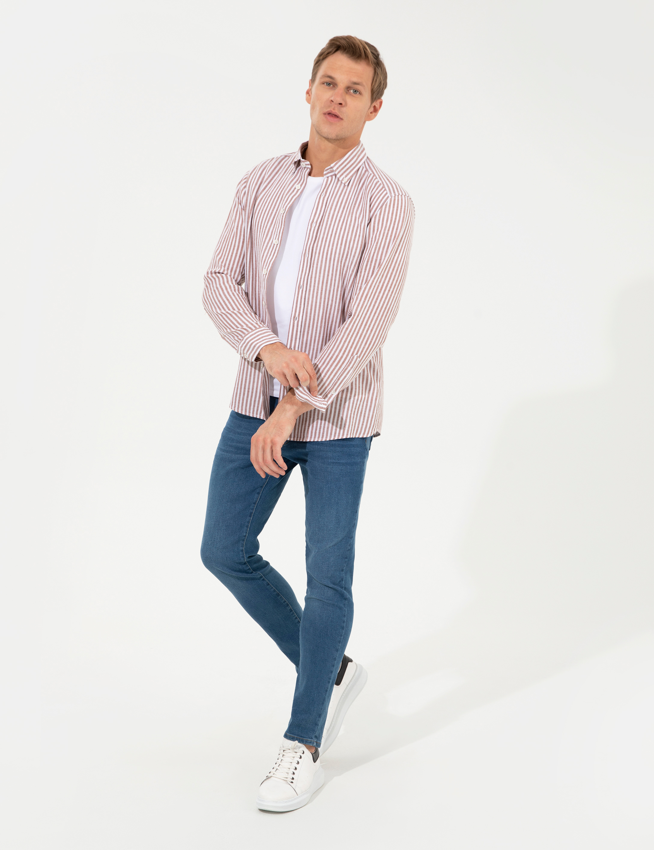 Pierre Cardin Kahverengi Regular Fit Uzun Kollu Gömlek görsel 4