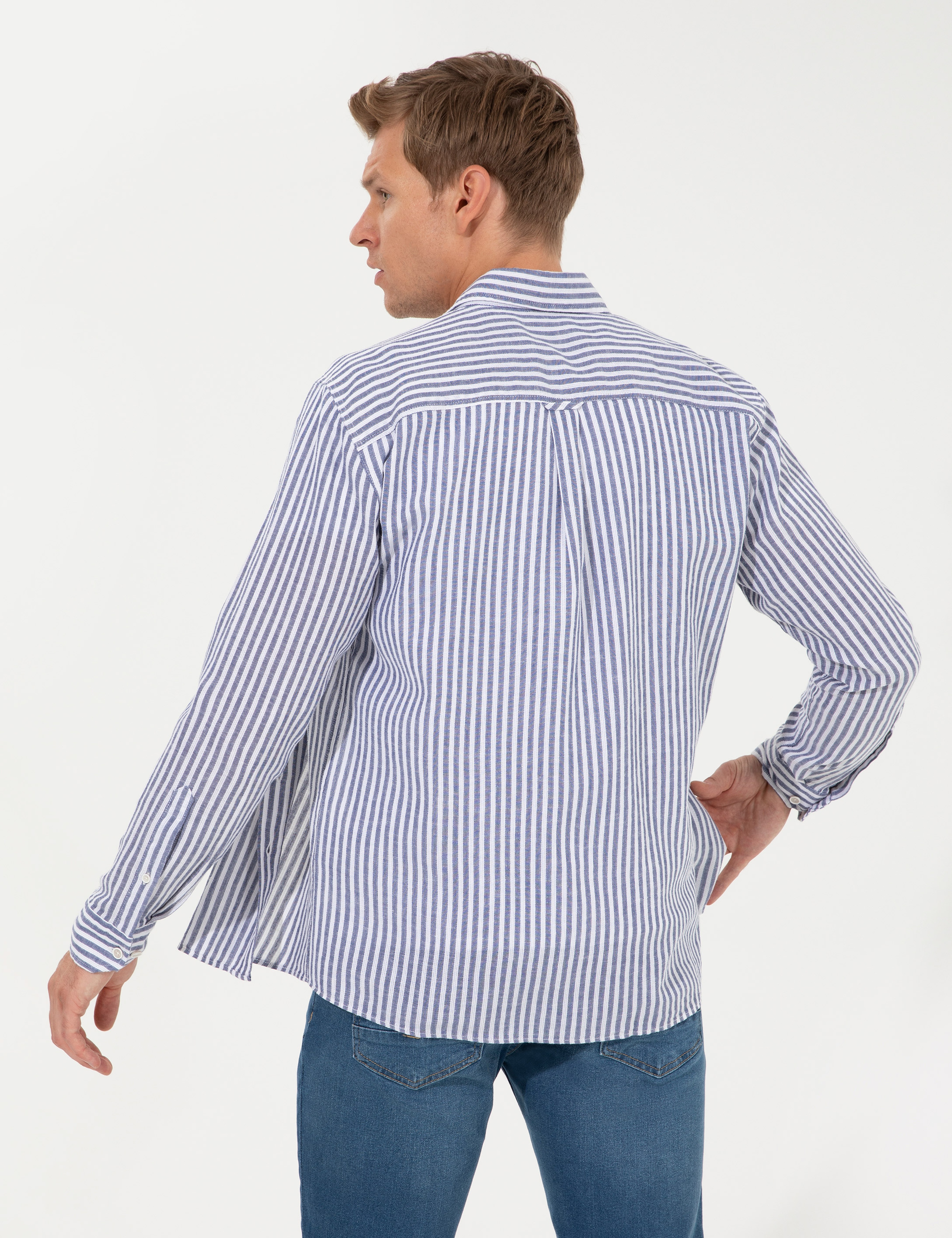 Lacivert Regular Fit Uzun Kollu Gömlek