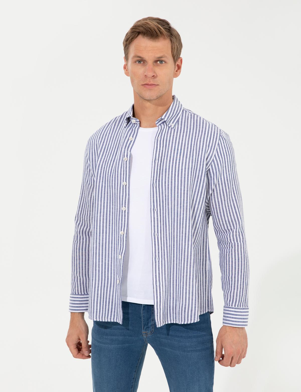 Lacivert Regular Fit Uzun Kollu Gömlek - 50248925027