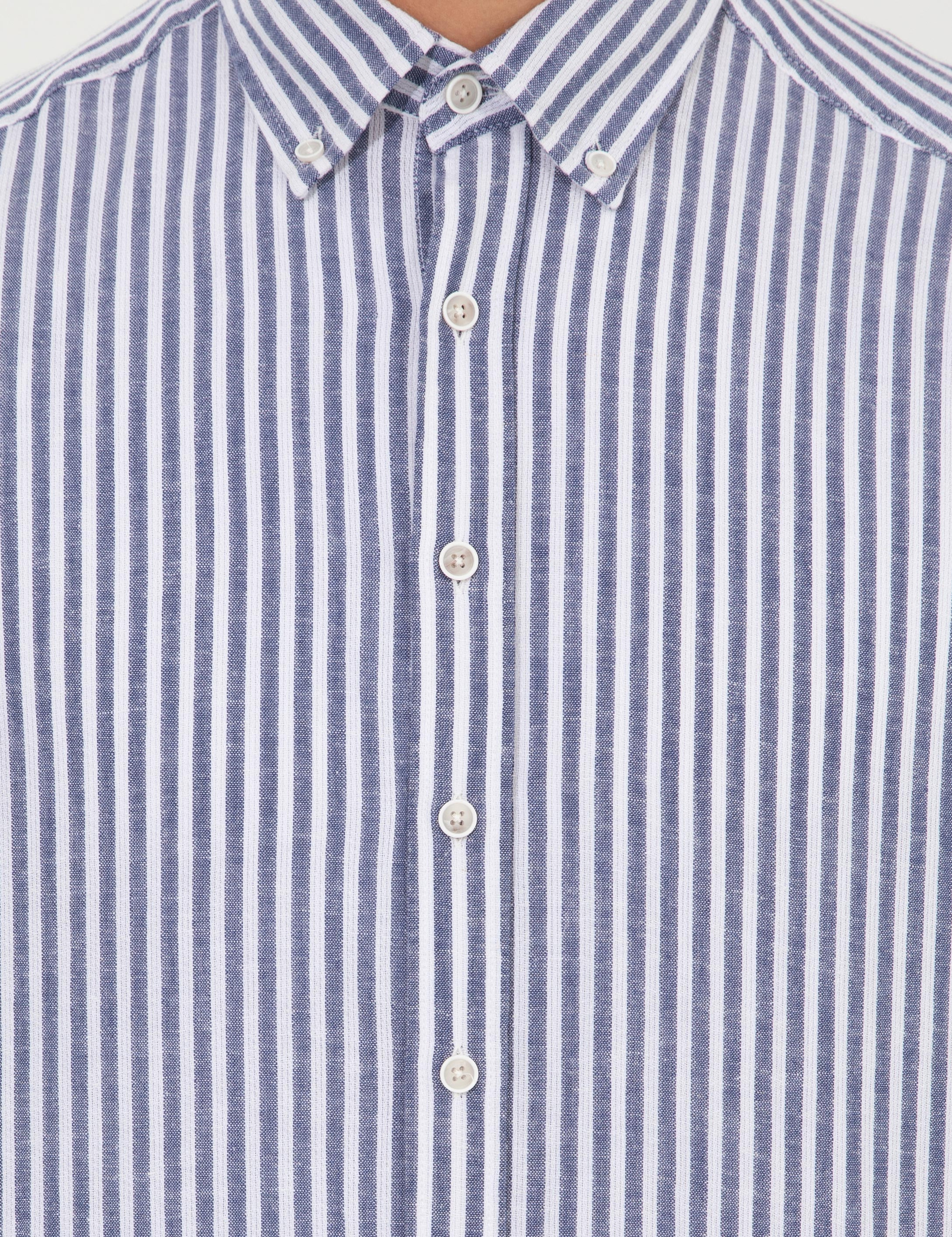 Lacivert Regular Fit Uzun Kollu Gömlek - Image 6