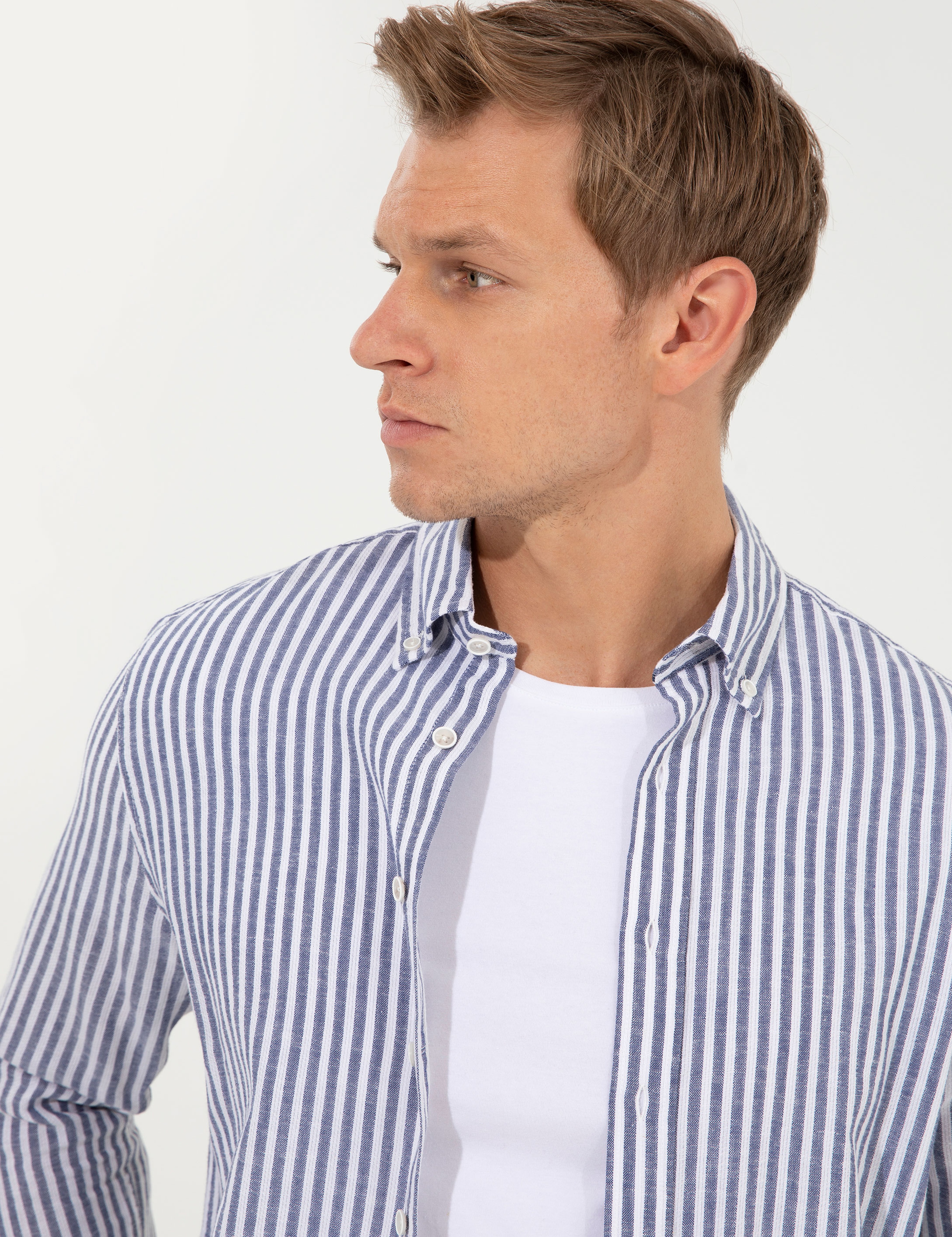 Lacivert Regular Fit Uzun Kollu Gömlek - Image 3