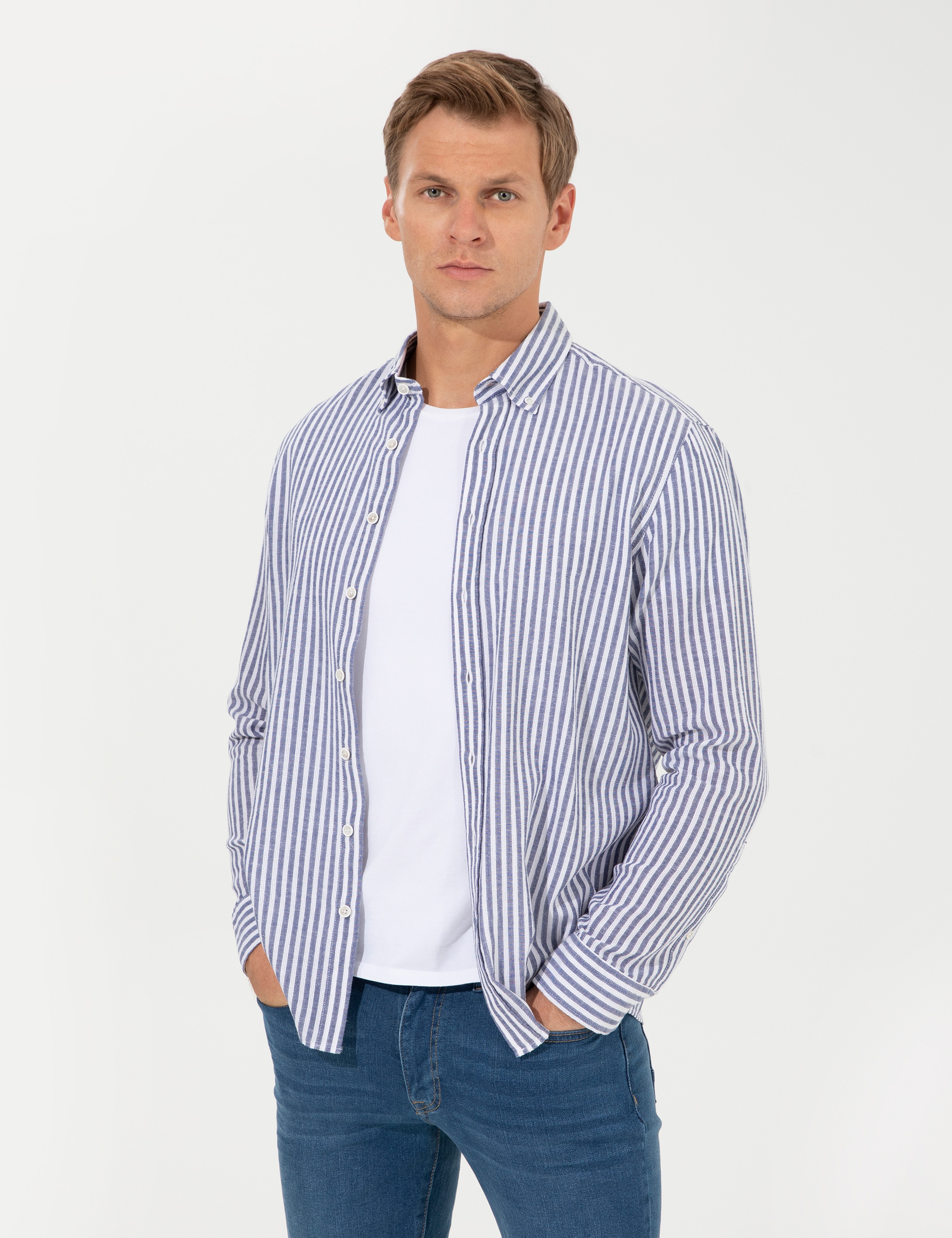 Lacivert Regular Fit Uzun Kollu Gömlek