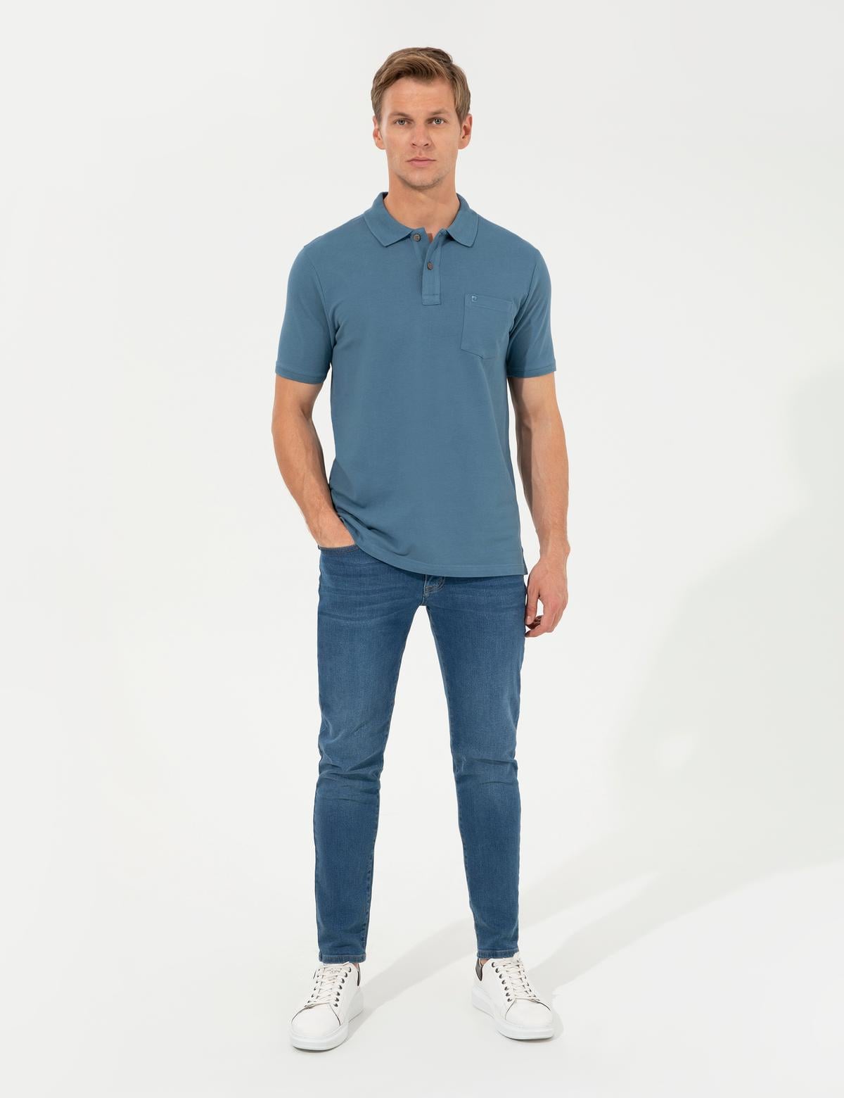 Koyu Mint Regular Fit Polo Yaka Basic Tişört - 50250209089