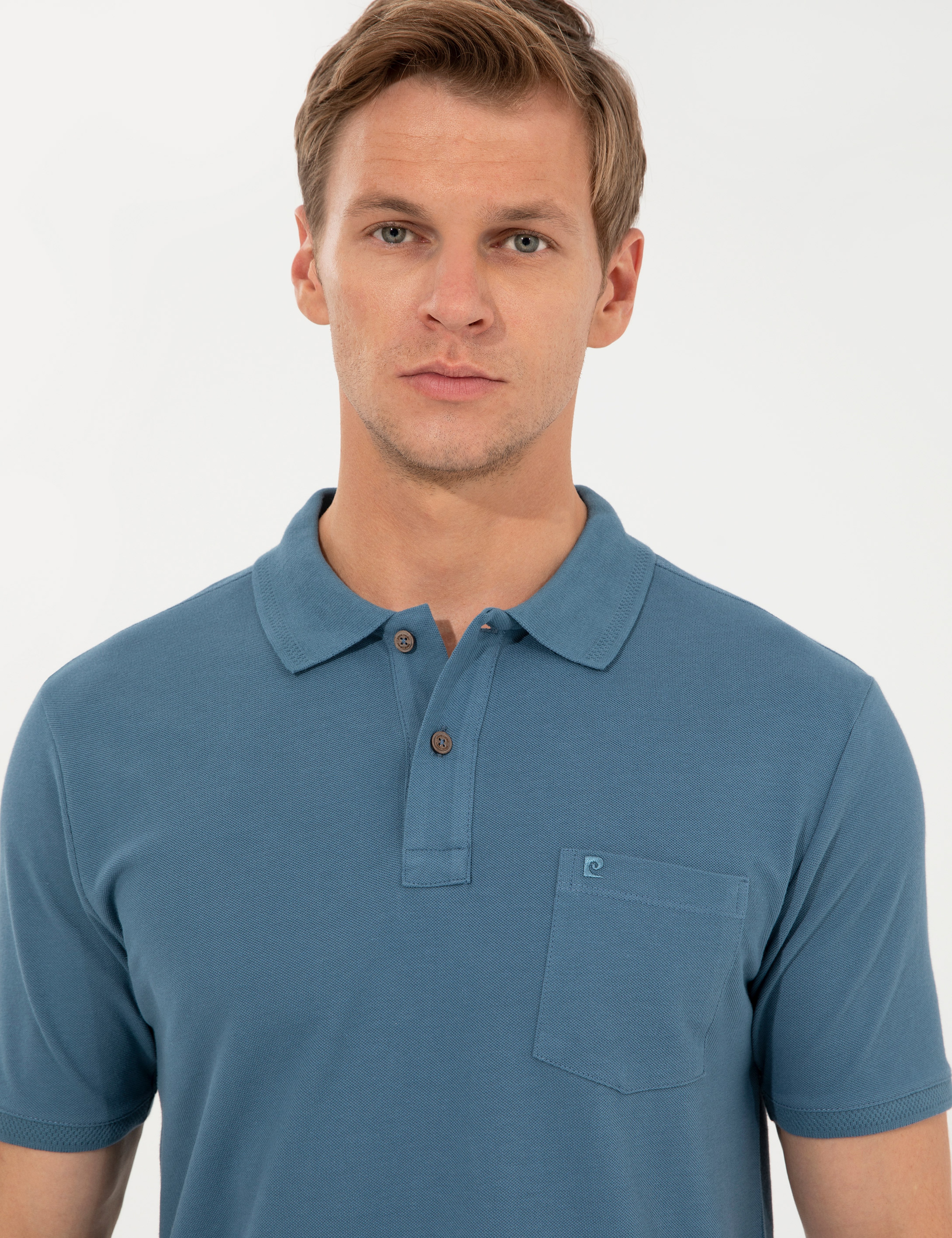 Koyu Mint Regular Fit Polo Yaka Basic Tişört - Image 1