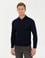 Lacivert Regular Fit Polo Yaka Yün Karışımlı Basic Triko Kazak