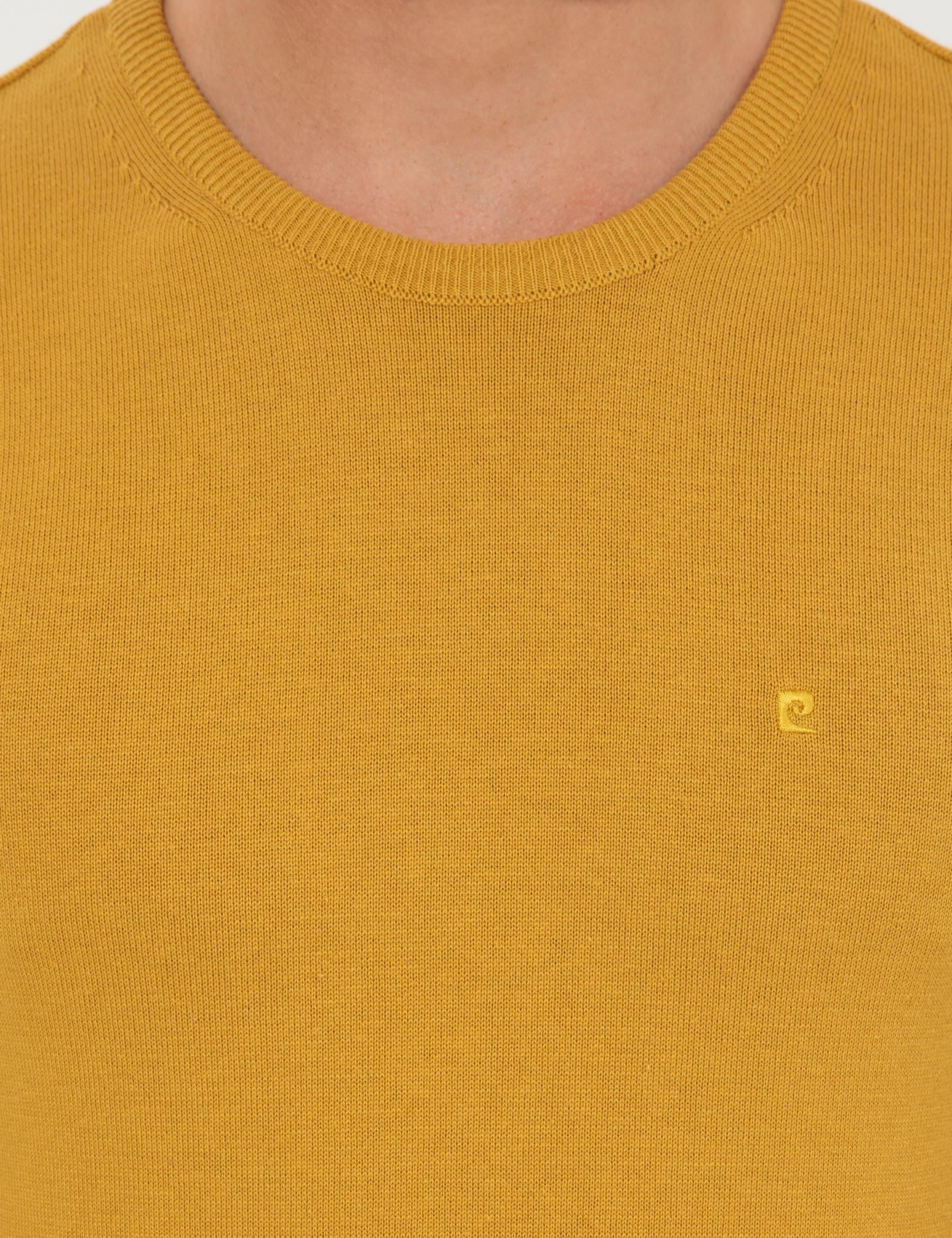 Hardal Slim Fit Bisiklet Yaka Basic Triko Kazak - Image 6