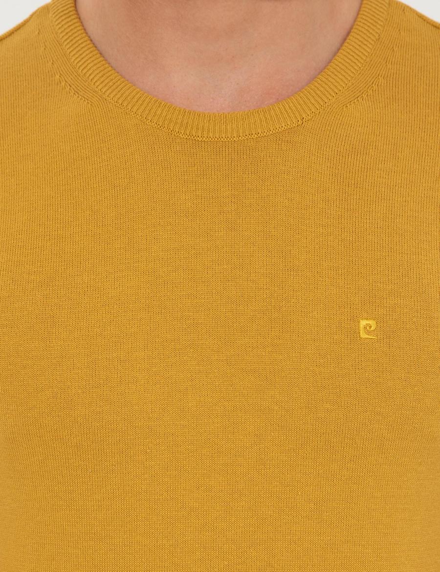 Hardal Slim Fit Bisiklet Yaka Basic Triko Kazak