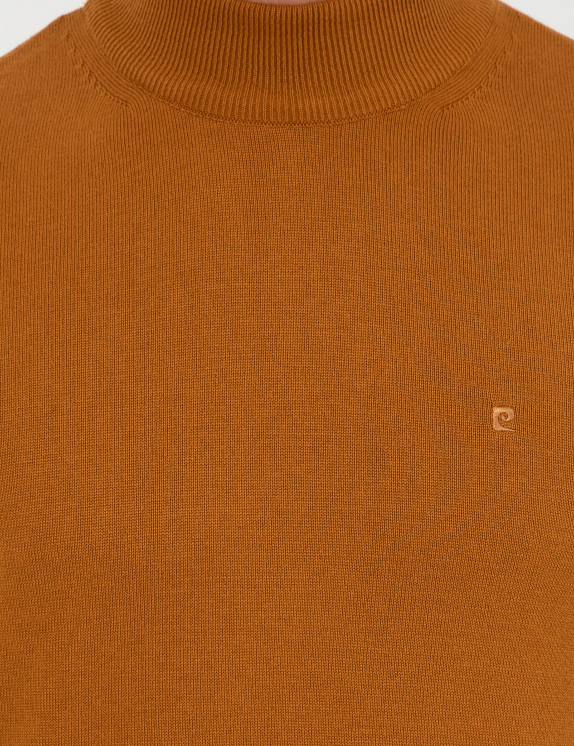 Kahverengi Slim Fit Yarım Balıkçı Yaka Basic Triko Kazak