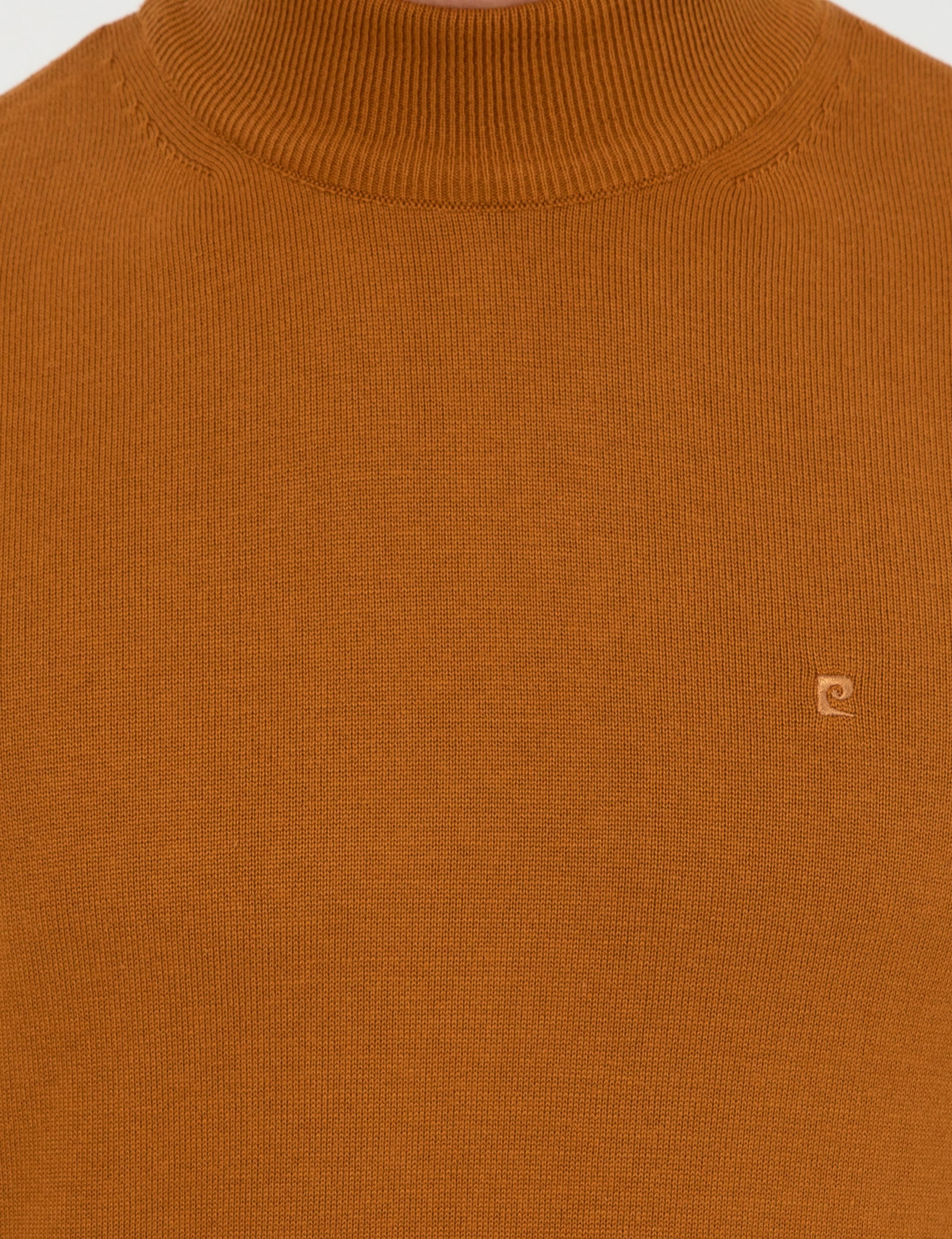 Kahverengi Slim Fit Yarım Balıkçı Yaka Basic Triko Kazak