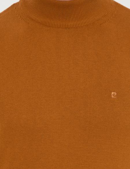 Kahverengi Slim Fit Yarım Balıkçı Yaka Basic Triko Kazak - 50256965106