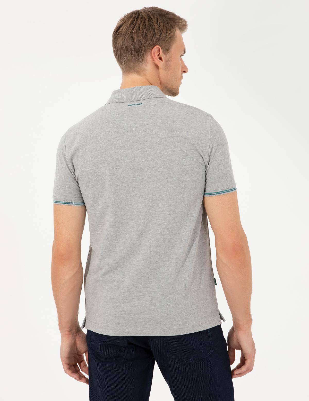 Gri Melanj Slim Fit Baskılı Polo Yaka Tişört - 50249840025