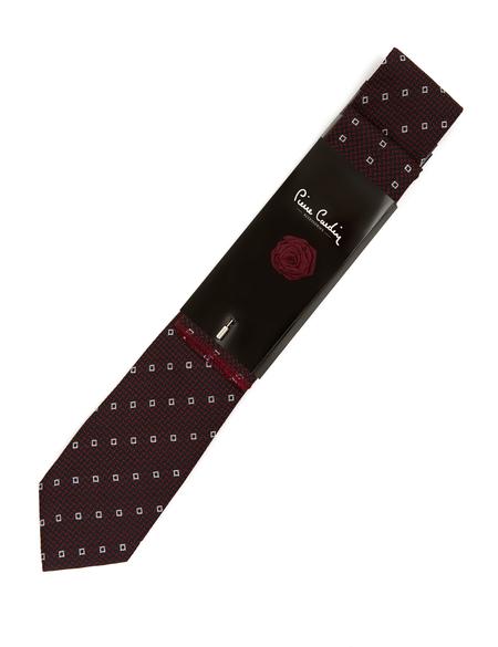 Bordo 3'lü Kravat Mendil Set - 50244736003