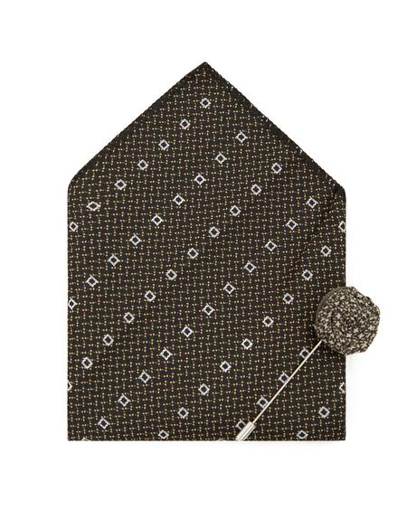 Kahverengi 3'lü Kravat-Mendil-Kravat İğnesi Set - 50244736002