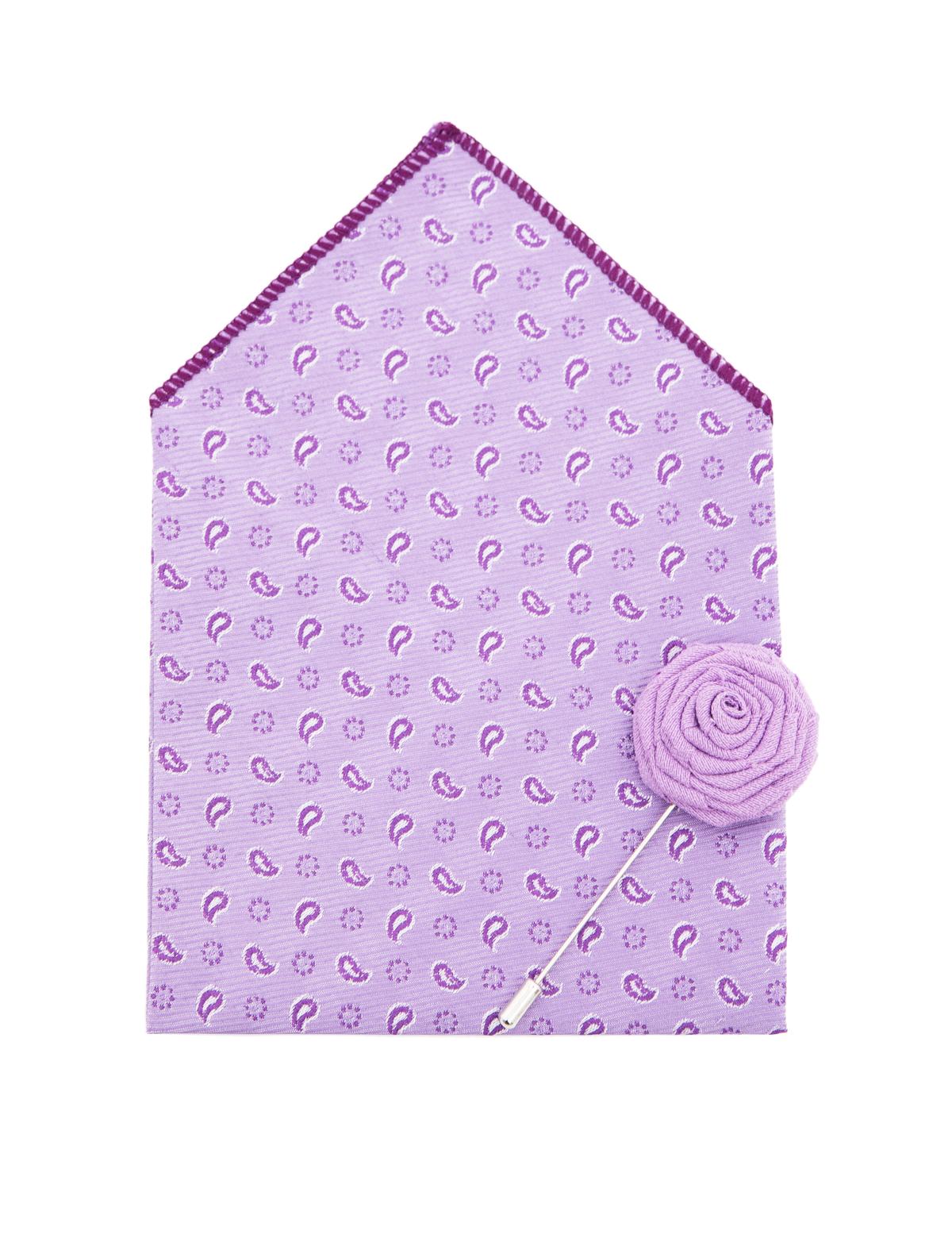 Mor 3'lü Kravat Mendil Set - 50258888001