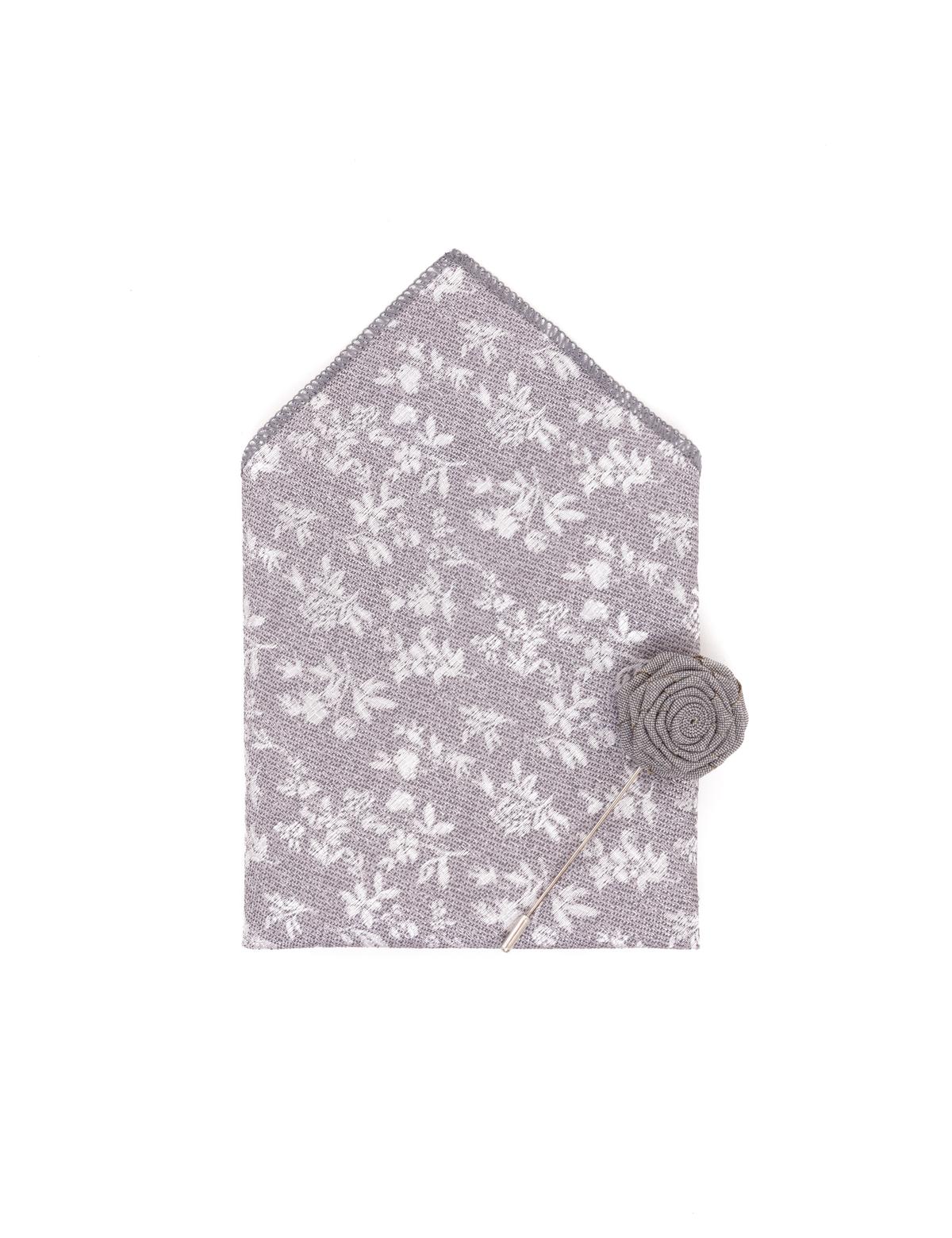 Gri 3'lü Kravat Mendil Set - 50258884001