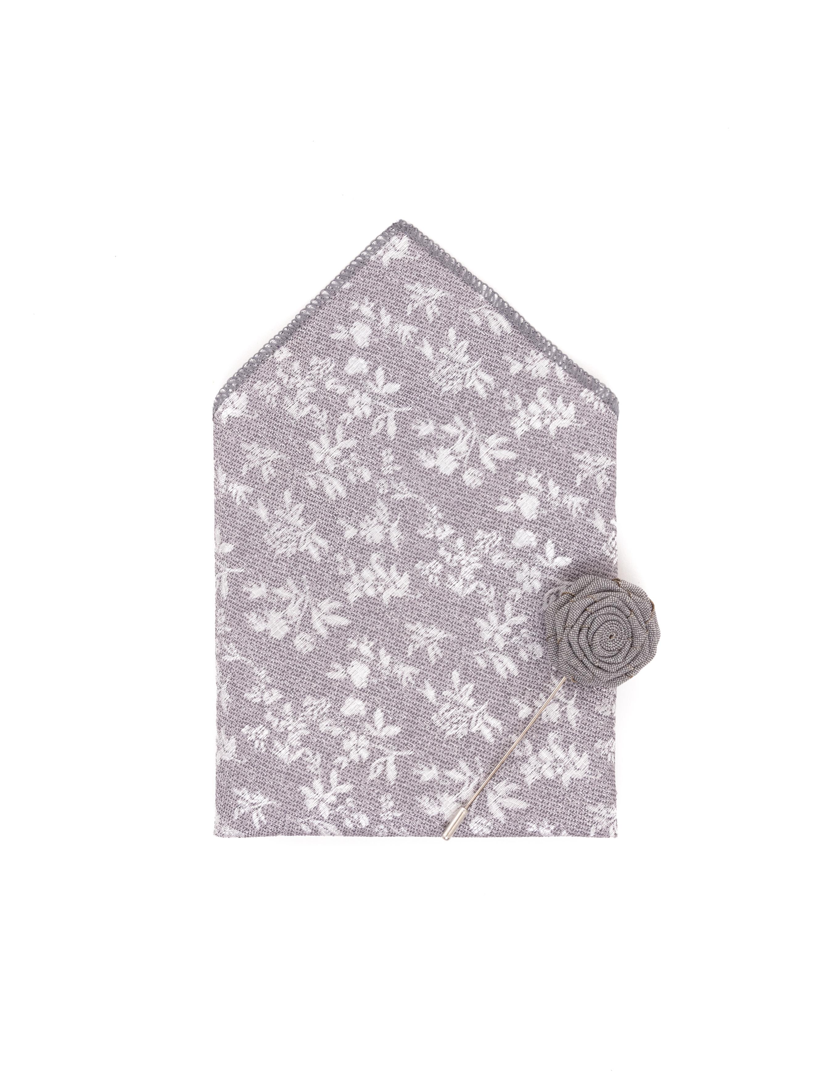 Gri 3'lü Kravat Mendil Set