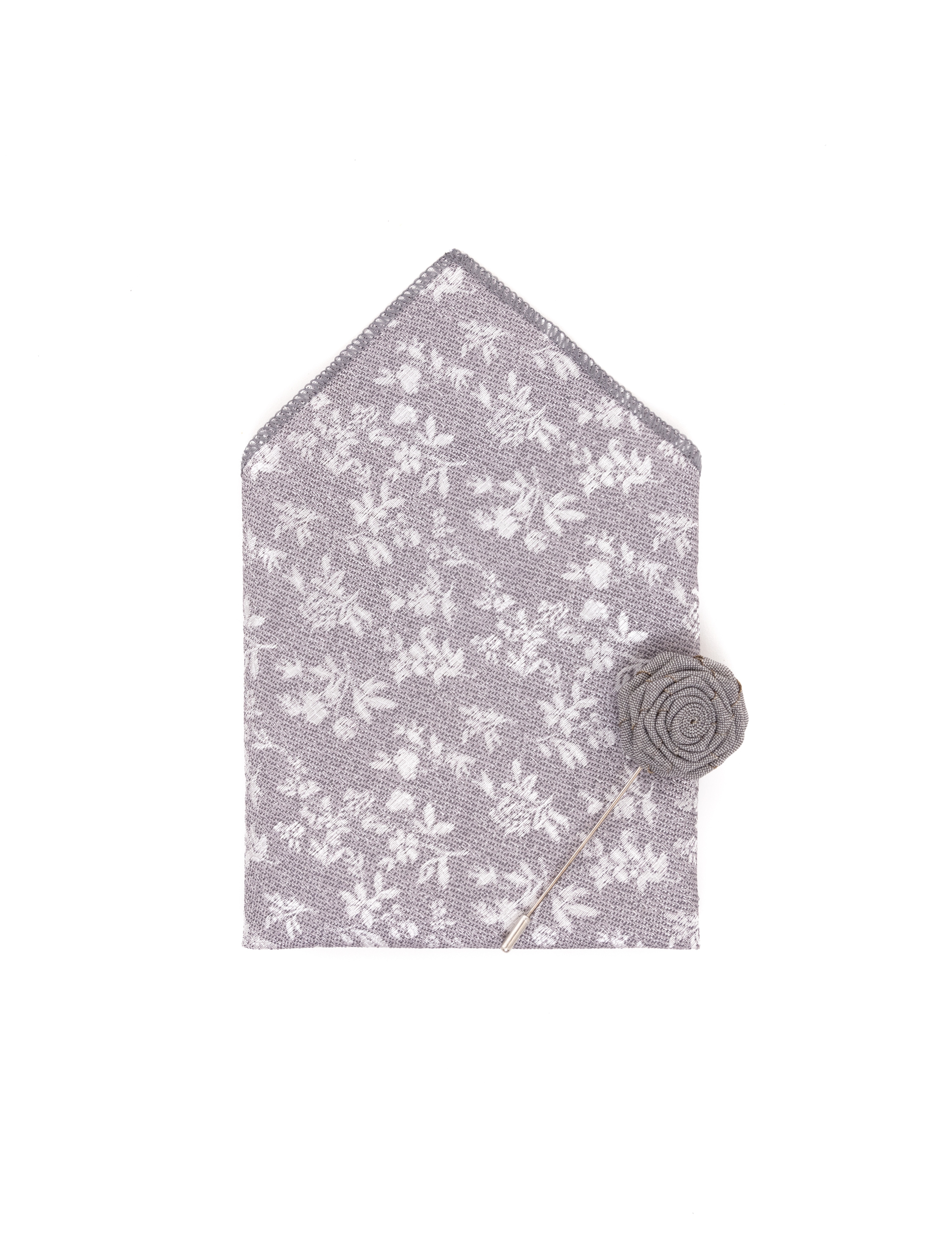 Gri 3'lü Kravat Mendil Set - Image 3