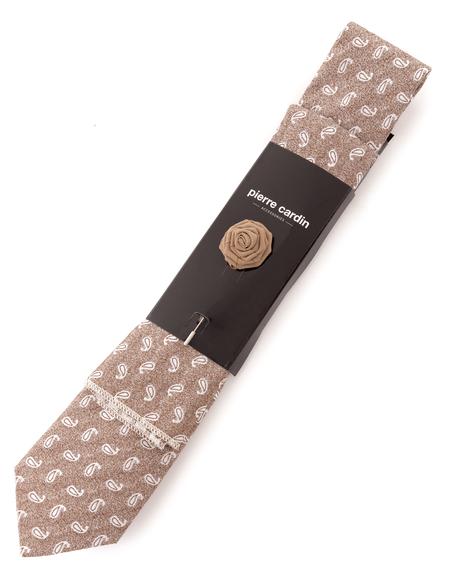 Kahverengi 3'lü Kravat Mendil Set - 50258889002