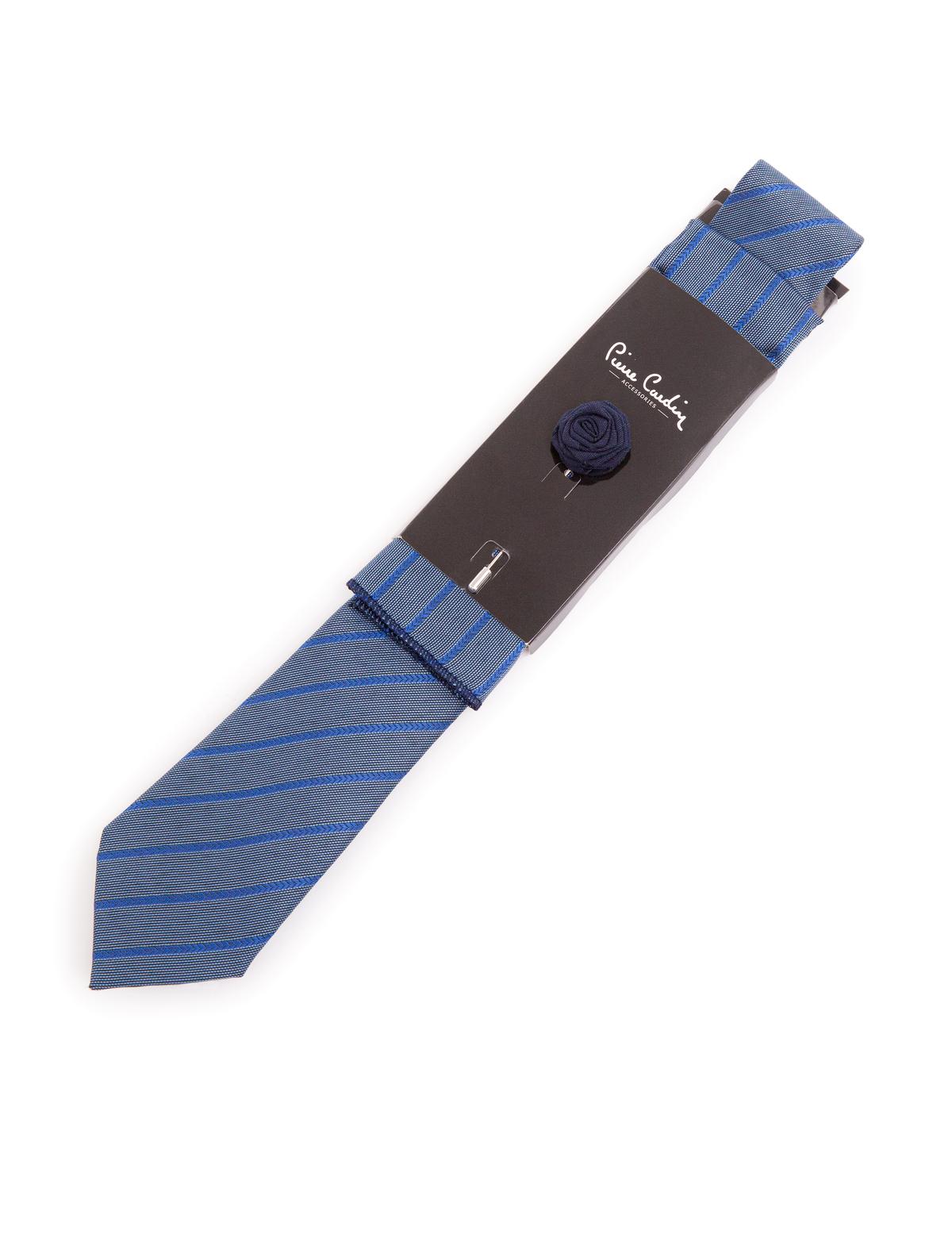 Mavi 3'lü Kravat-Mendil-Kravat İğnesi Set - 50252880002