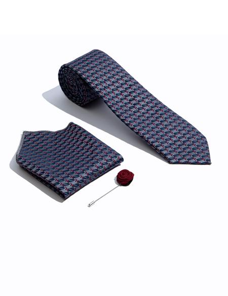 Bordo 3'lü Kravat-Mendil-Kravat İğnesi Set - 50252879001