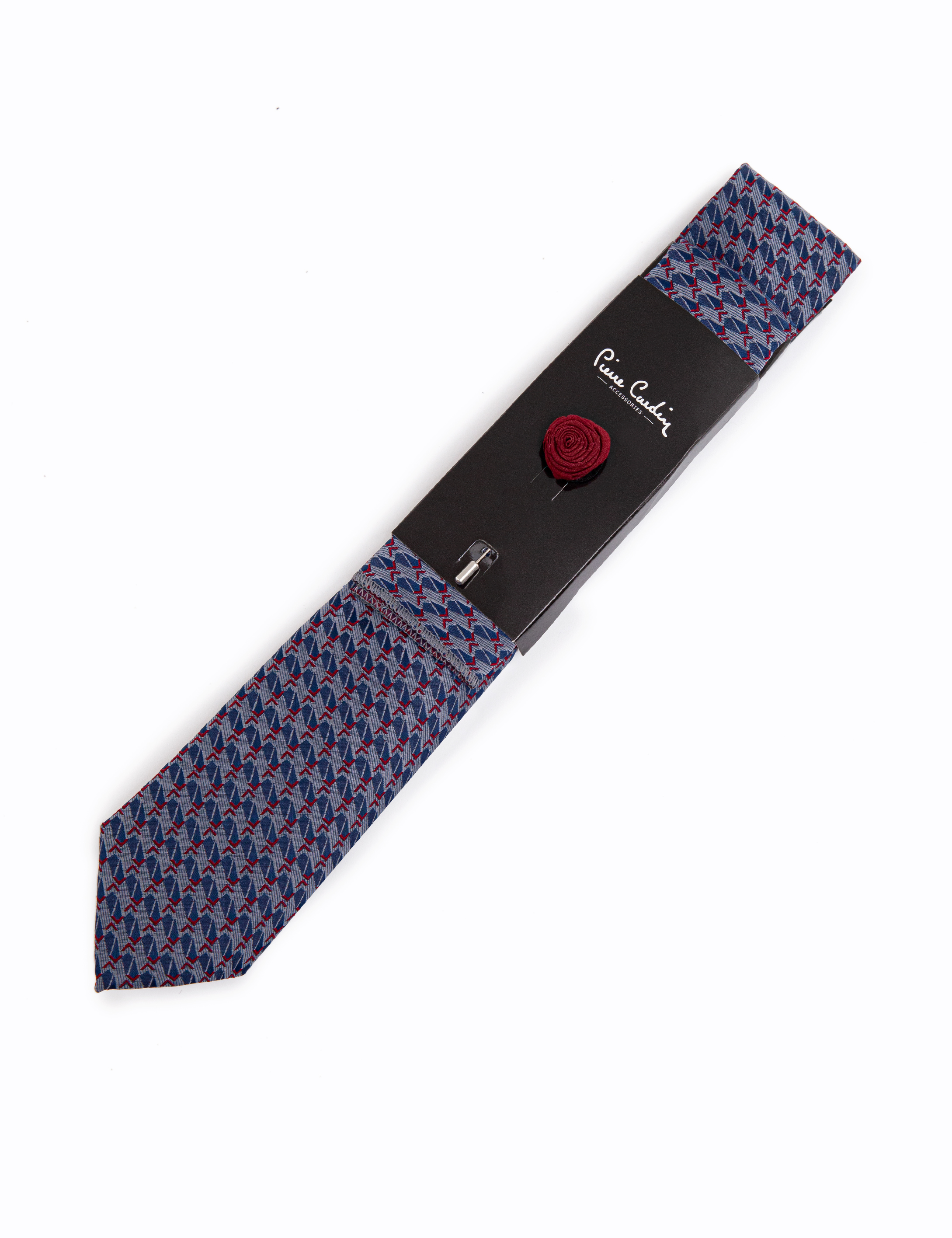 Bordo 3'lü Kravat-Mendil-Kravat İğnesi Set