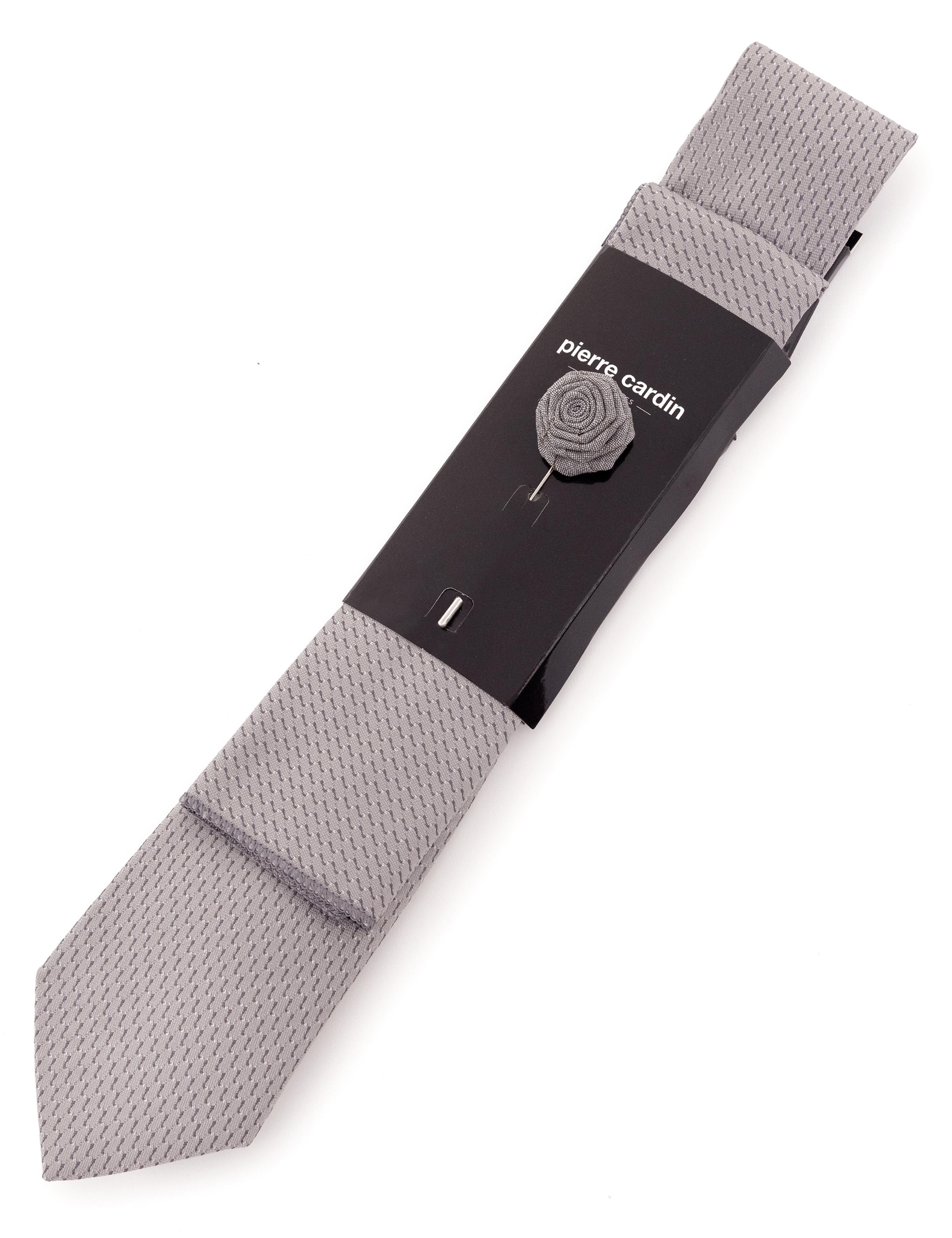 Gri 3'lü Kravat Mendil Set