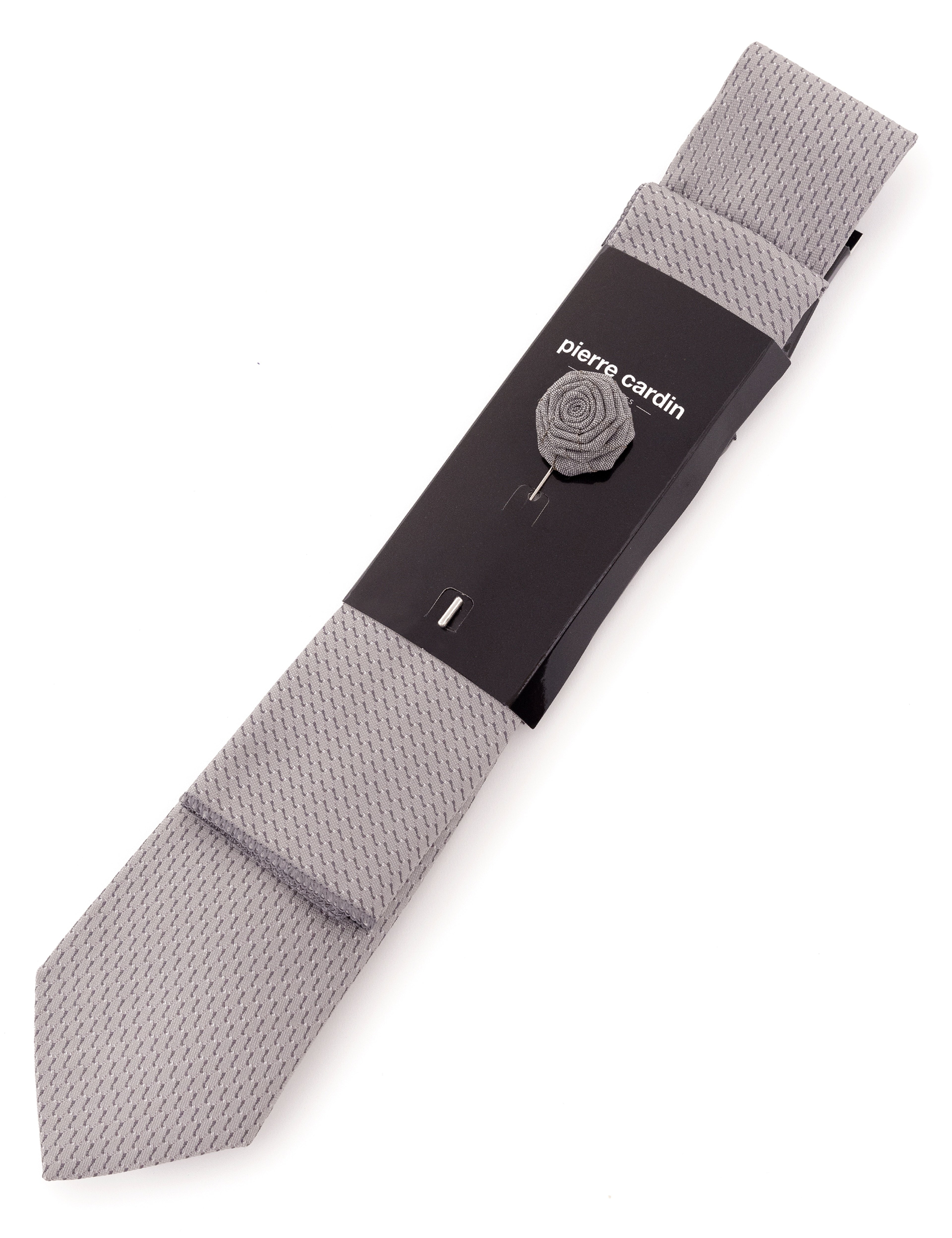 Gri 3'lü Kravat Mendil Set - Image 5