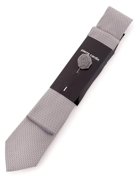 Gri 3'lü Kravat Mendil Set - 50258879001