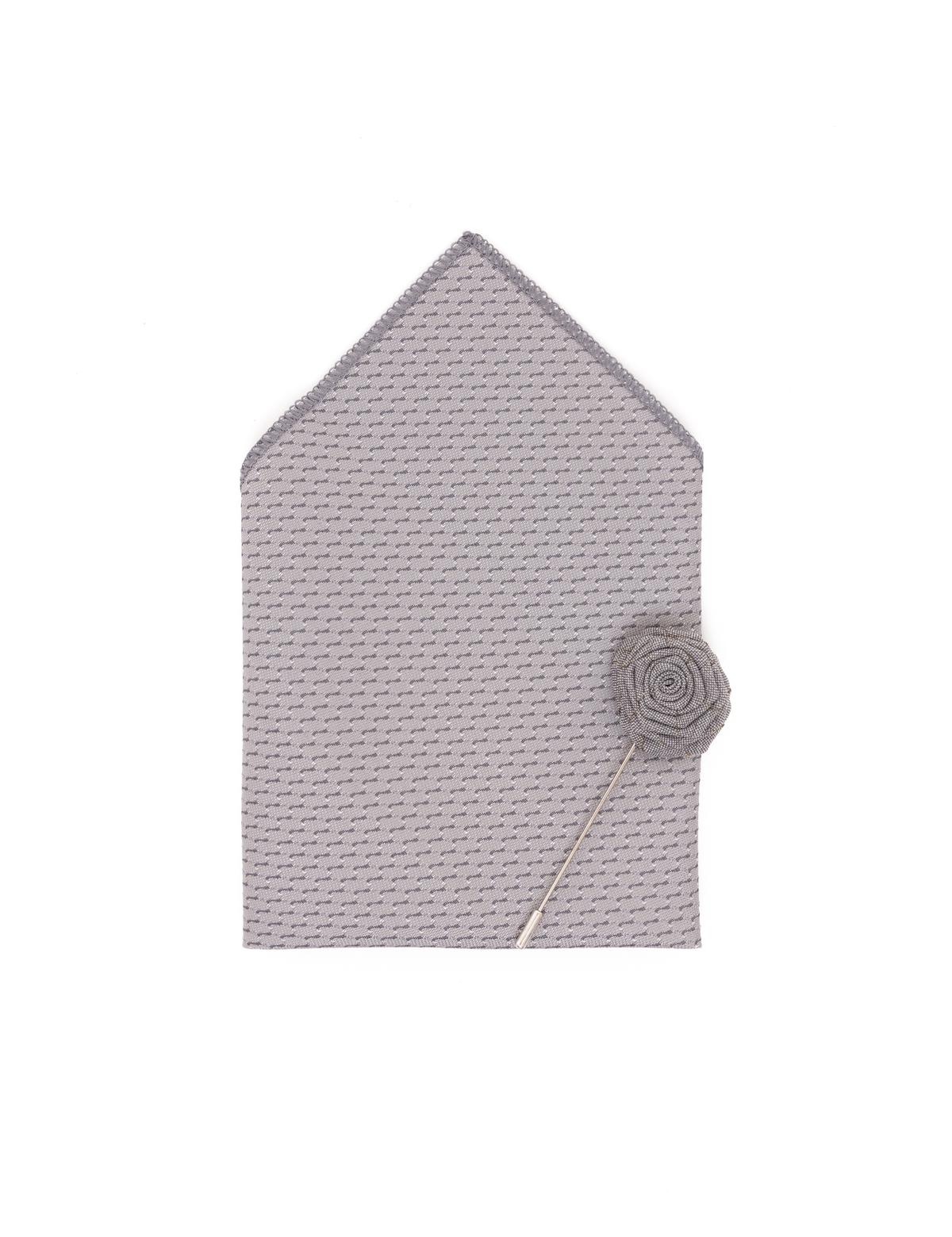 Gri 3'lü Kravat Mendil Set - 50258879001