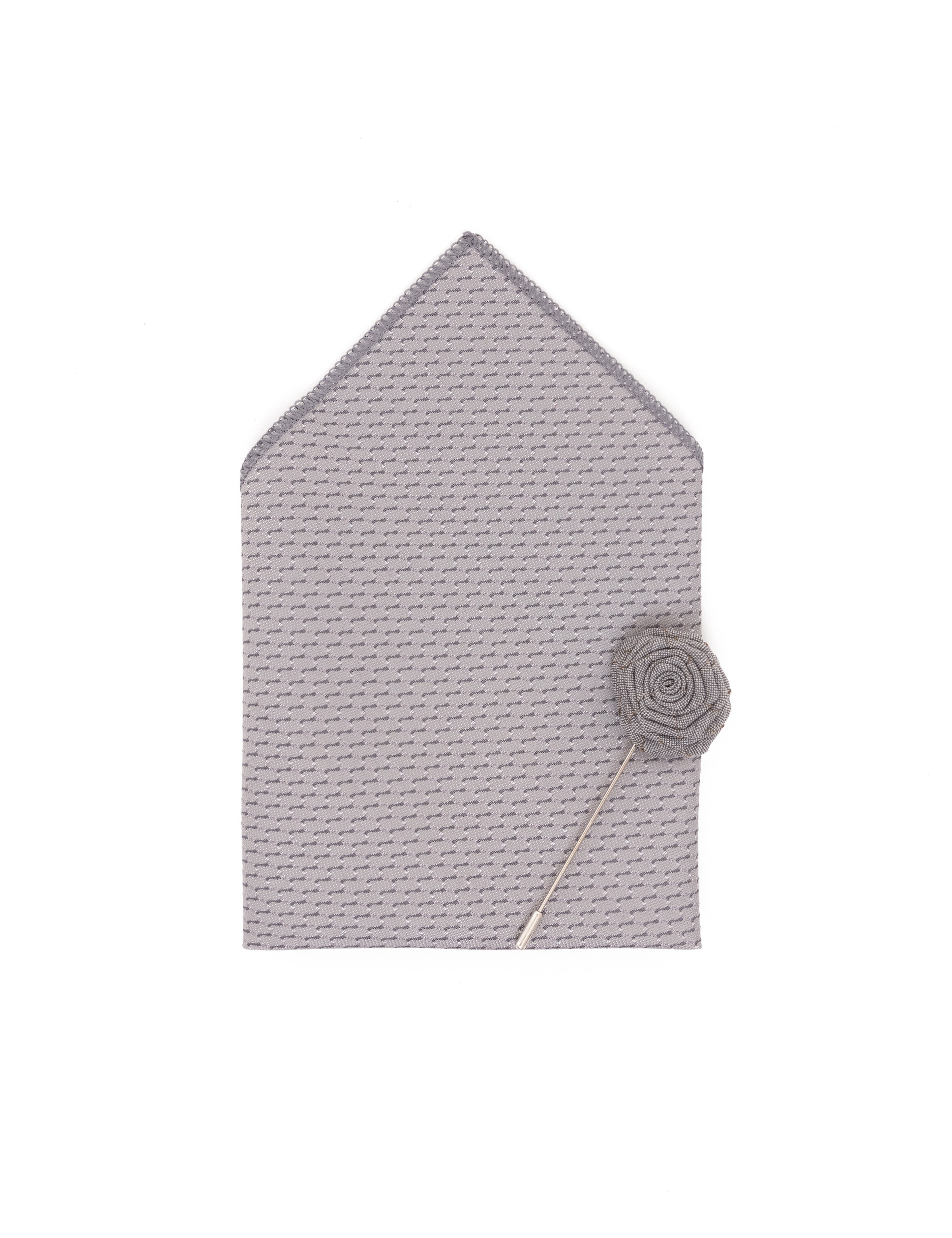Gri 3'lü Kravat Mendil Set - Image 3