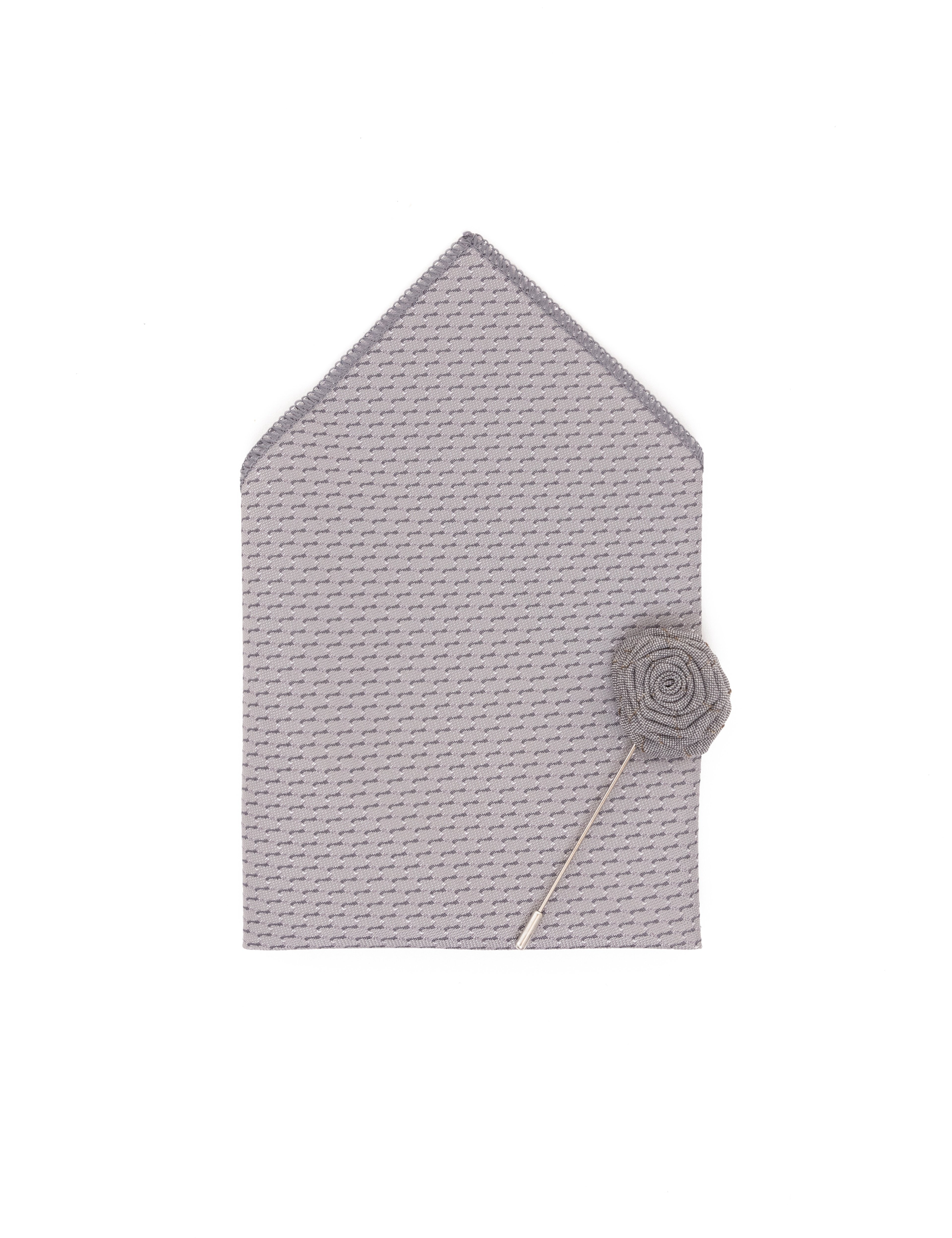 Gri 3'lü Kravat Mendil Set