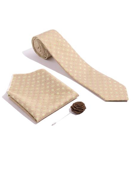 Sarı 3'lü Kravat-Mendil-Kravat İğnesi Set - 50258888002