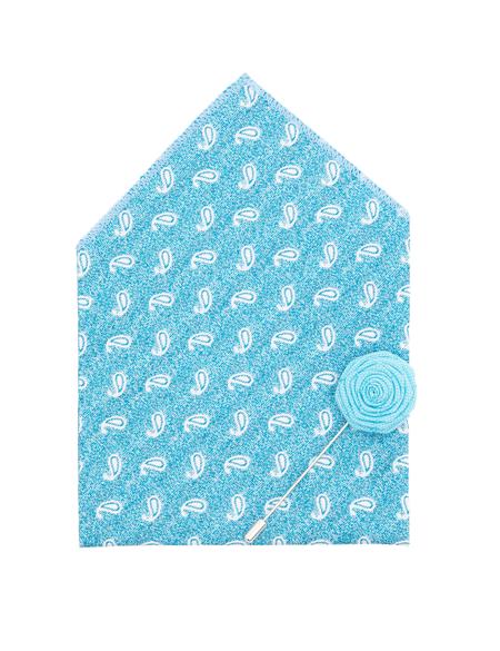 Mavi 3'lü Kravat-Mendil-Kravat İğnesi Set - 50258889001